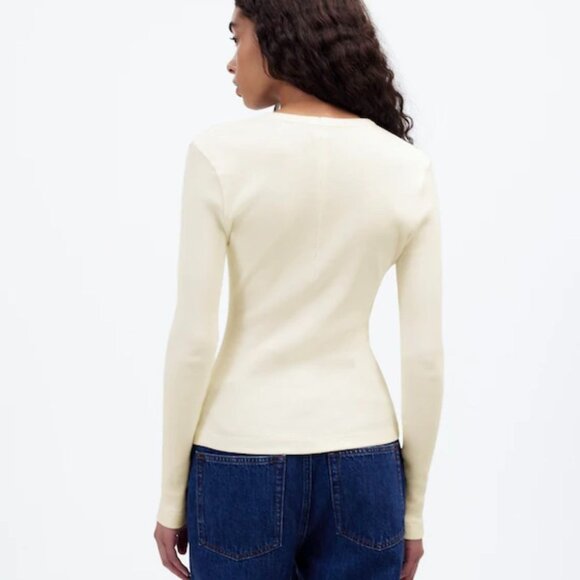 NWT Madewell Vintage Ivory Garment-Dyed Ribbed Cardigan Tee - Size: Extra Small - Picture 9 of 13